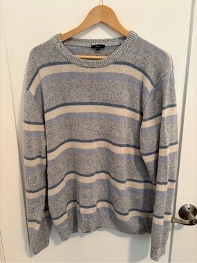 Rails Men's Striped Crewneck Sweater - Light Blue & Cream
